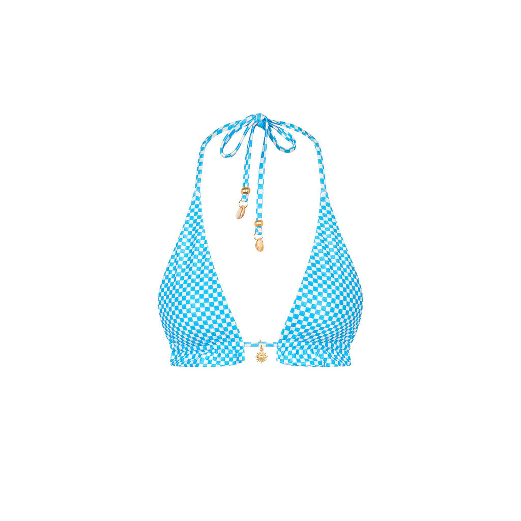 Frill Halter Top - Checkmate Shimmer