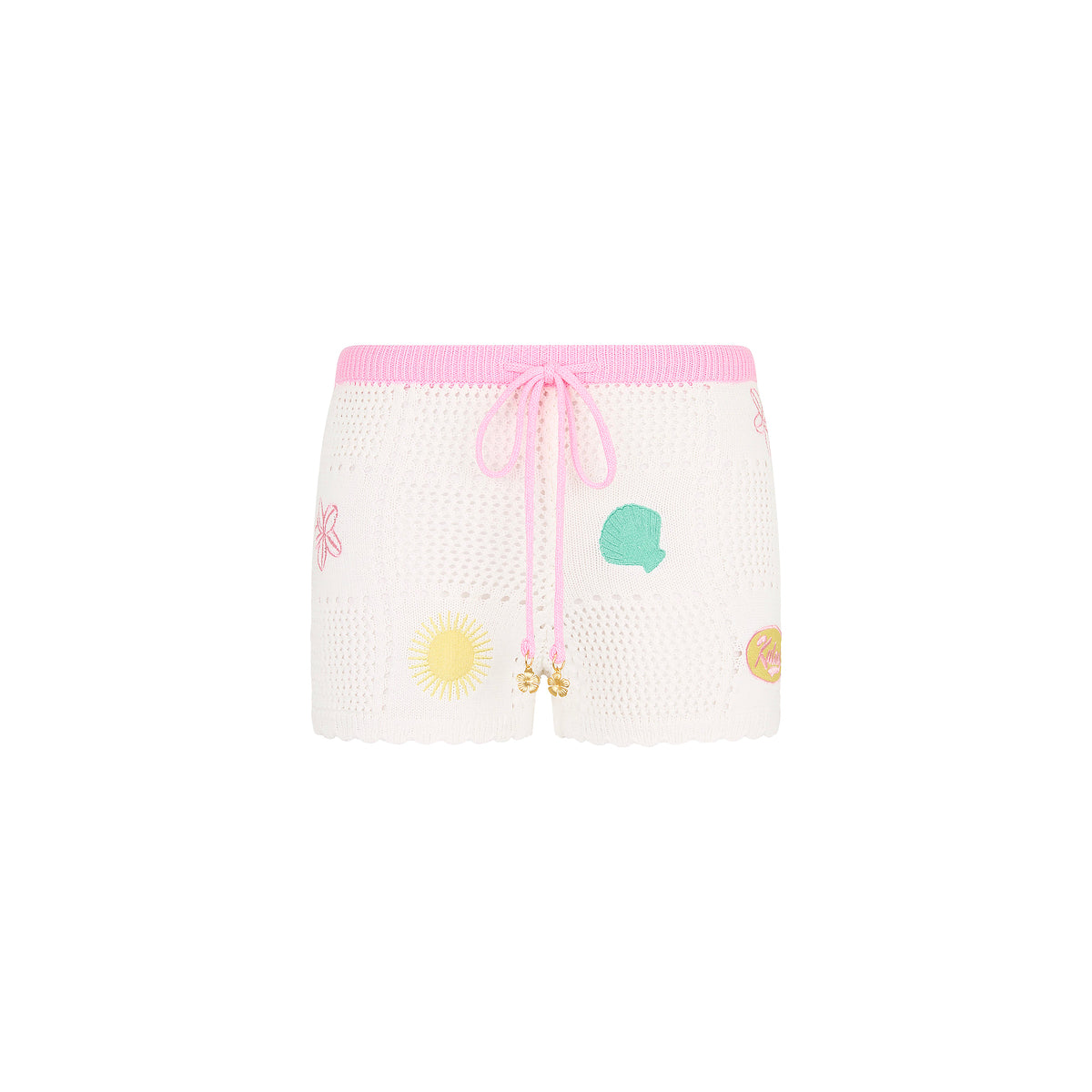 Embroidered Knit Shorts - Seashell Springs