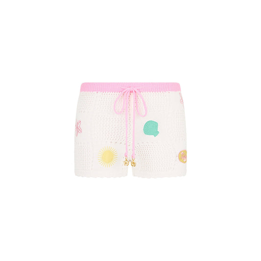Embroidered Knit Shorts - Seashell Springs