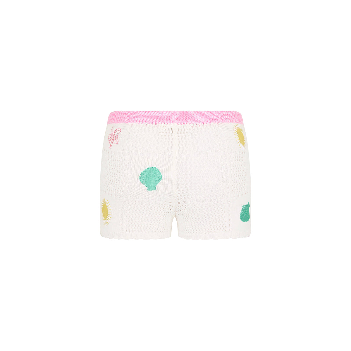 Embroidered Knit Shorts - Seashell Springs