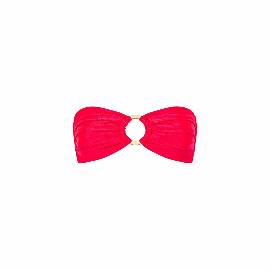 Strapless Bandeau Top - Neon Rose Shimmer