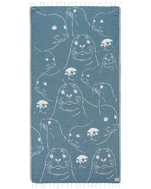 Turkish Towel - Cali Seals (Deep Ocean)