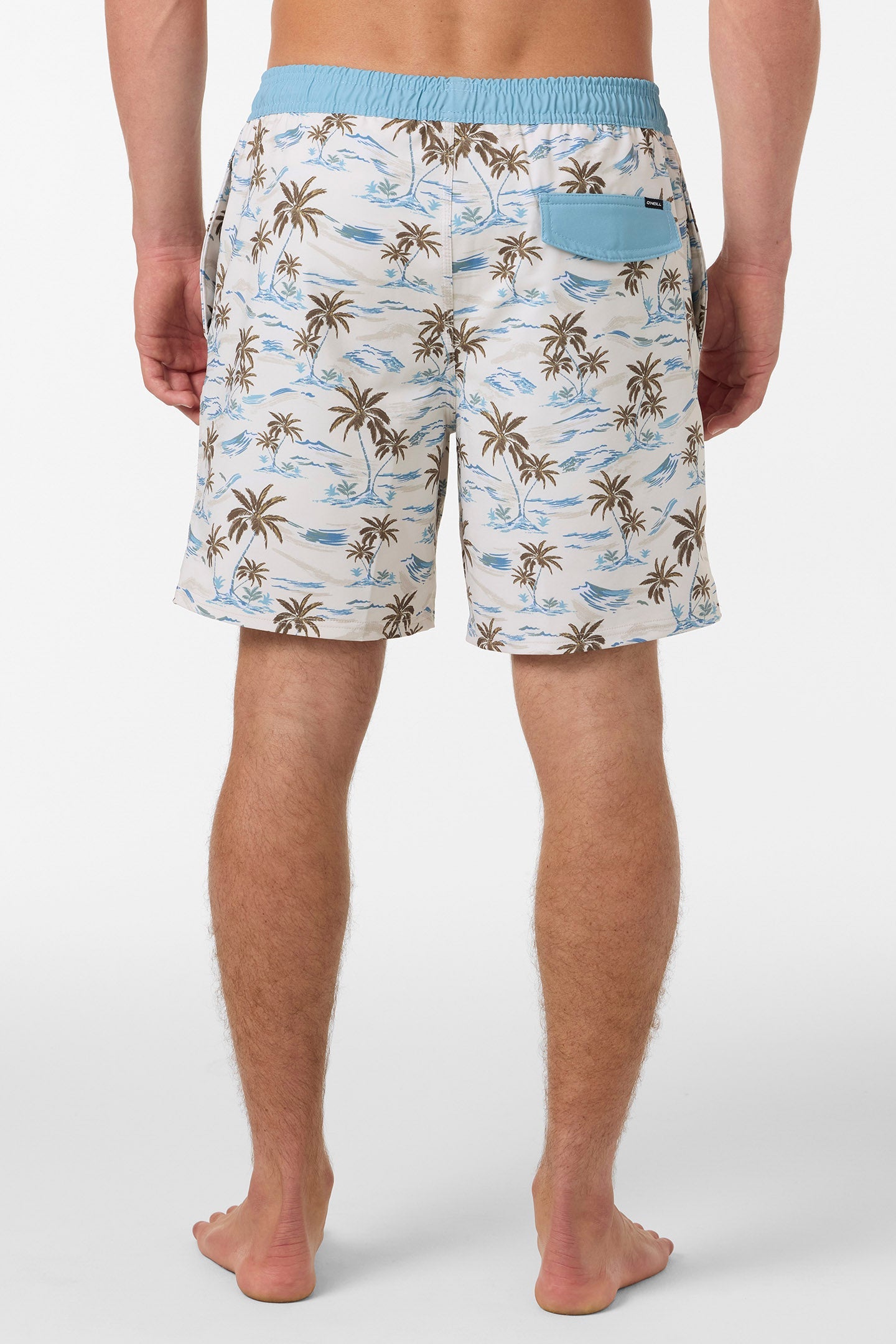 Hermosa 17" Elastic Waist Swim Shorts with Compression Liner - Cream
