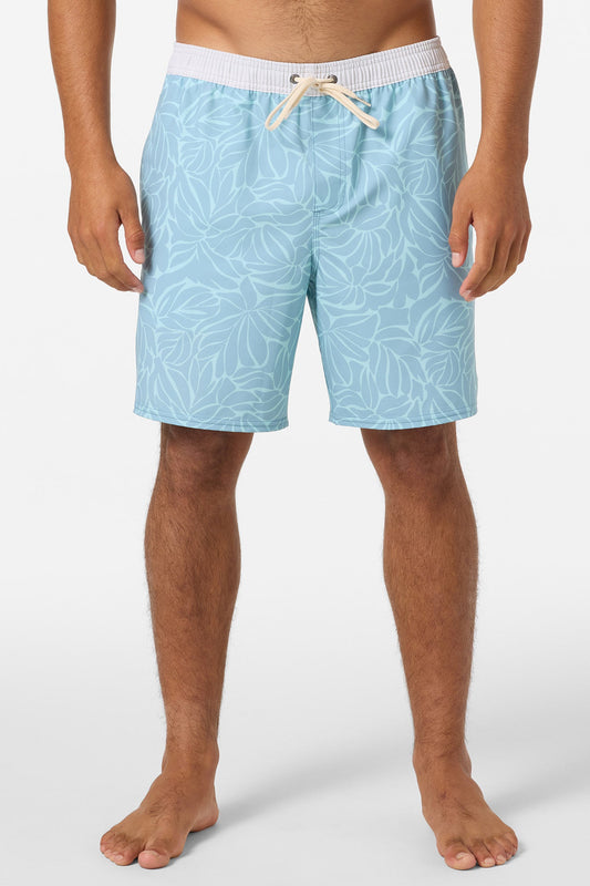 Hermosa 17" Elastic Waist Swim Shorts with Compression Liner - Stone Blue