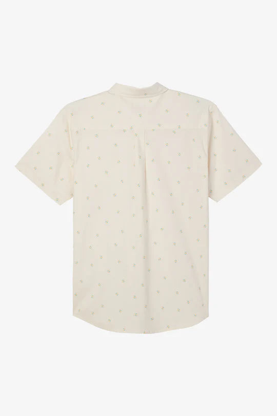 Quiver Stretch Modern Short Sleeve Button-Down Shirt - Cream