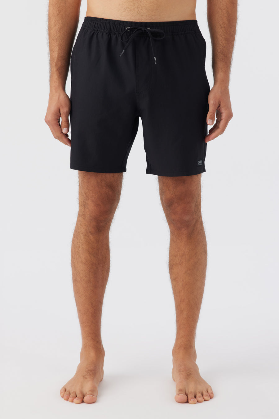 Hermosa Solid 17" Elastic Waist Swim Shorts - Black
