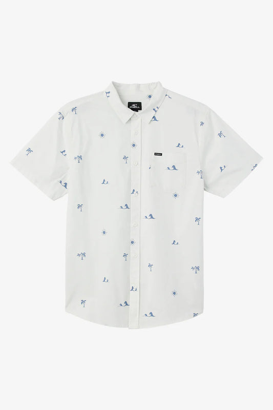 Quiver Stretch Modern Short Sleeve Button-Down Shirt - Natural