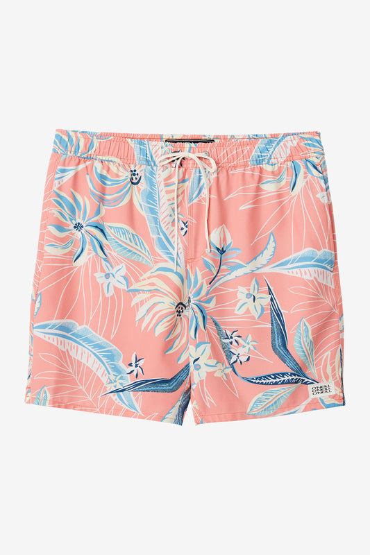 Hermosa 17" Elastic Waist Swim Shorts with Compression Liner - Coral