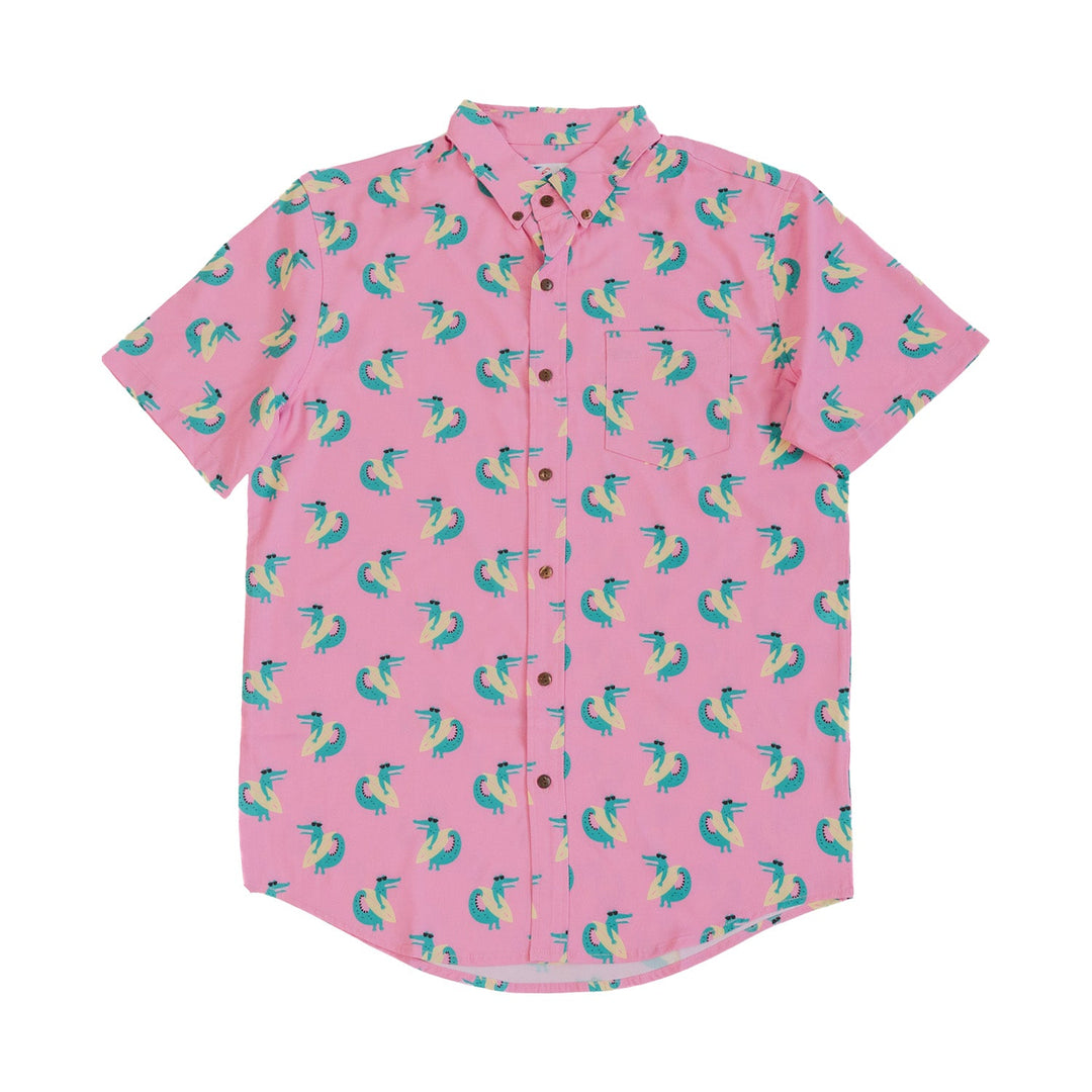 Performance Short Sleeve Button-Down Shirt - Surfing Crocs