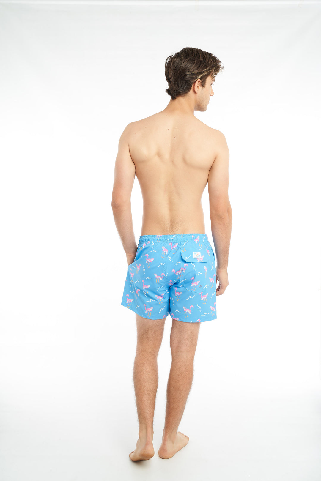 Classic Swim Shorts - Surfing Flamingo