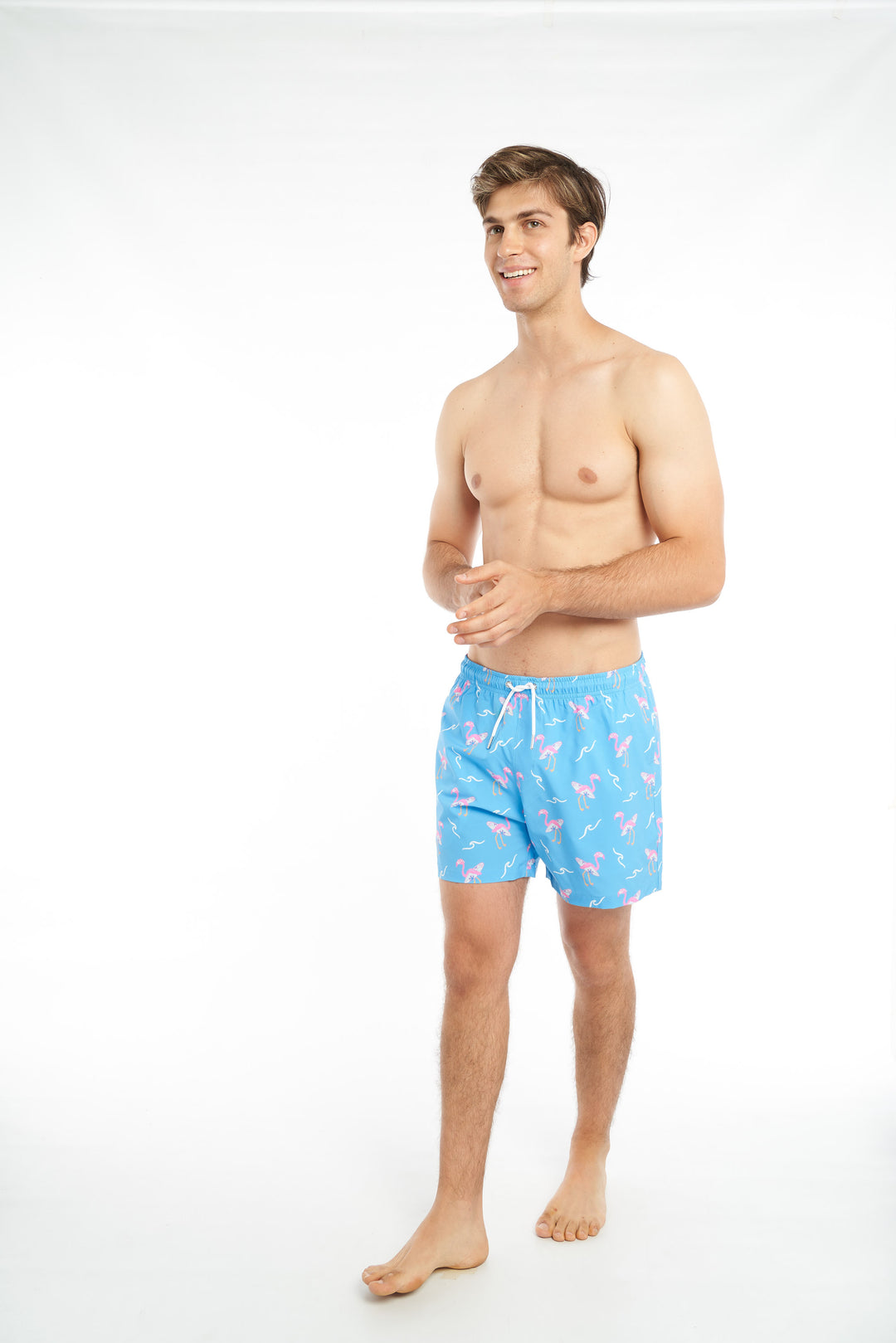 Classic Swim Shorts - Surfing Flamingo