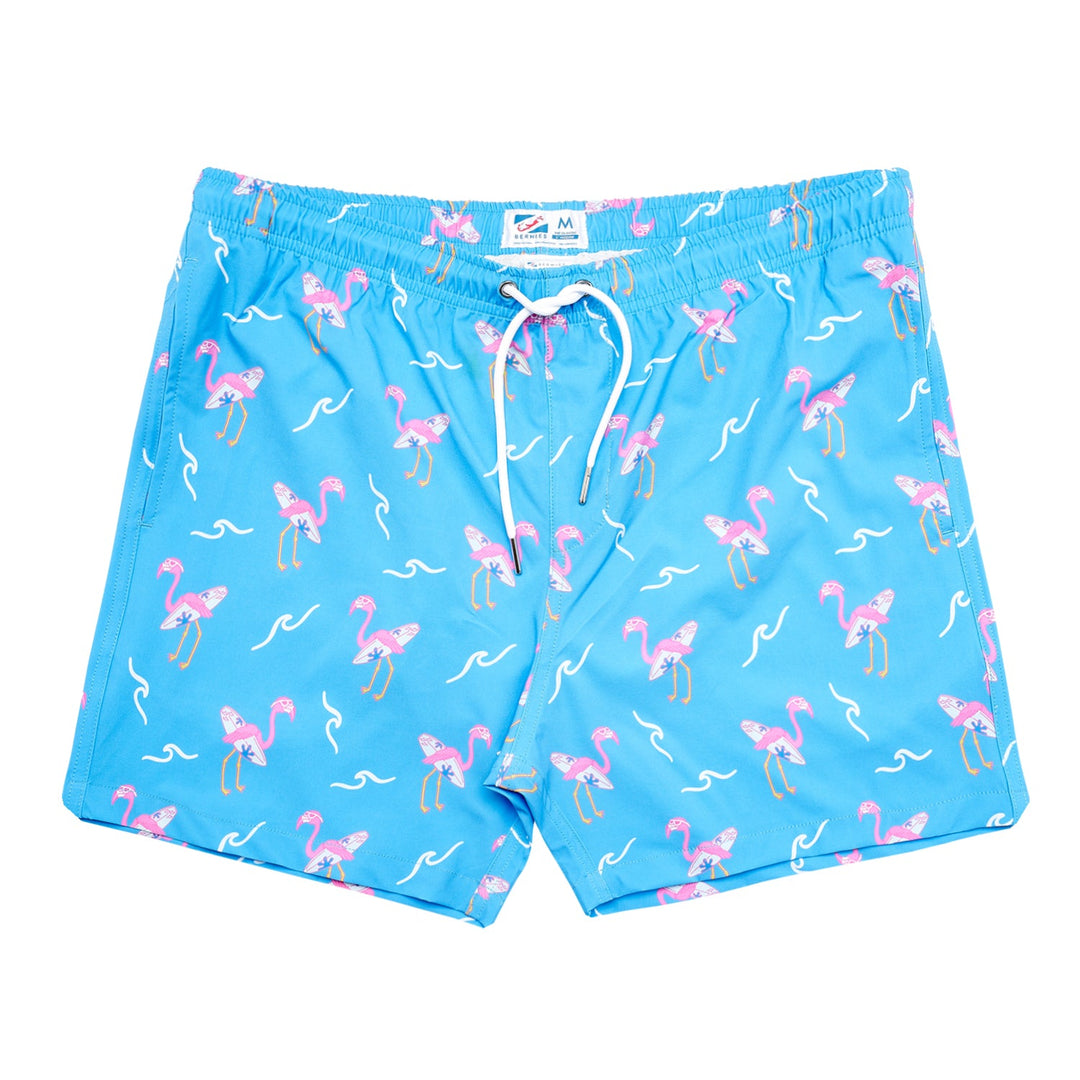 Classic Swim Shorts - Surfing Flamingo