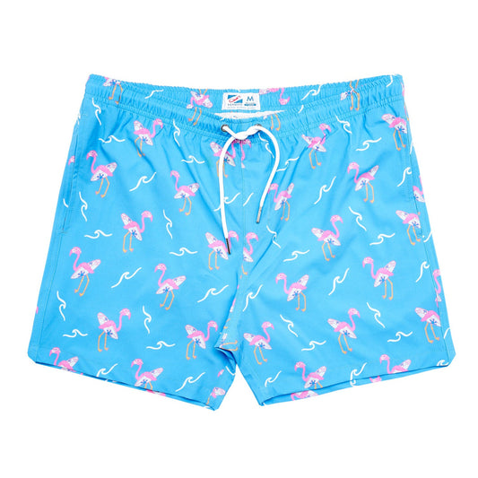 Classic Swim Shorts - Surfing Flamingo