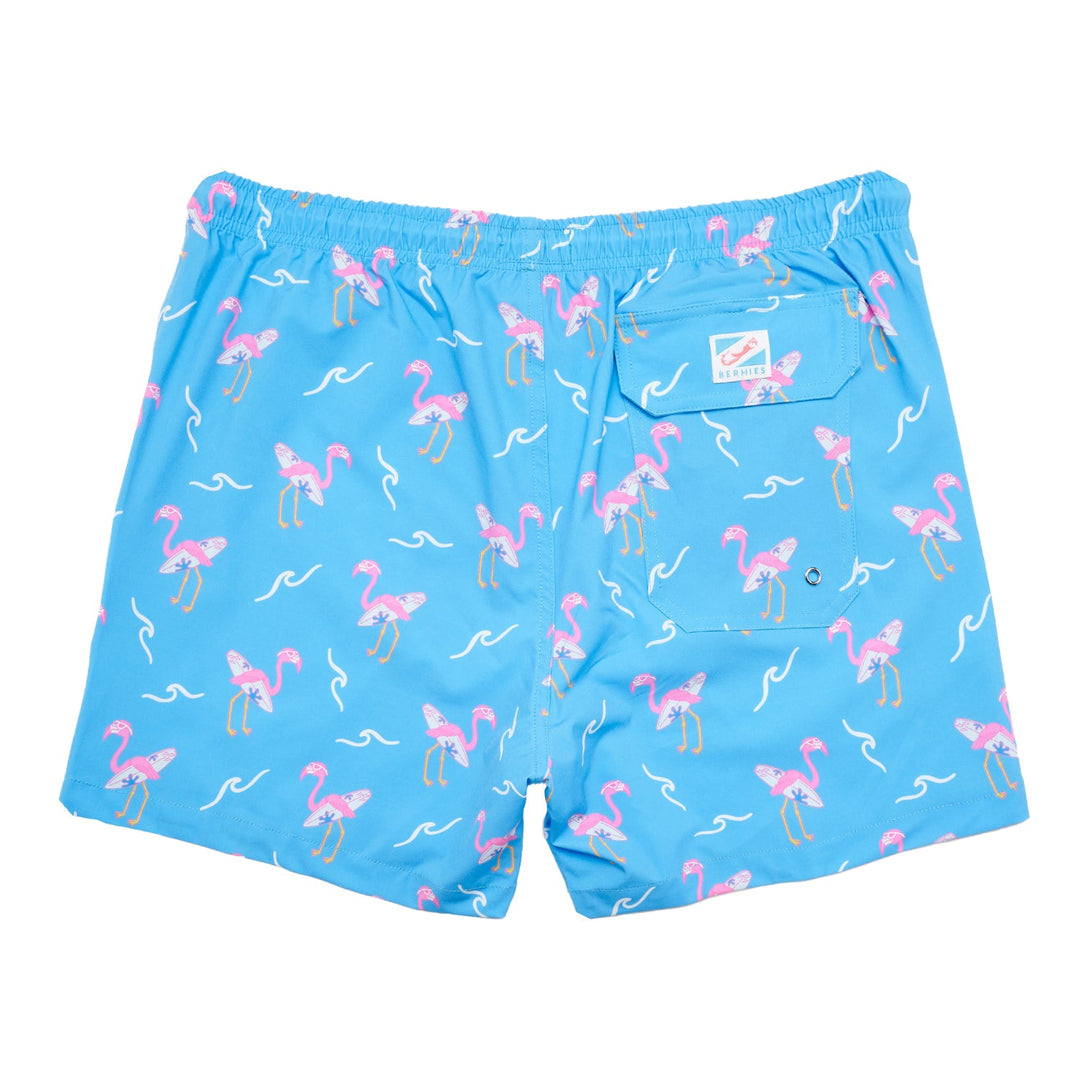 Classic Swim Shorts - Surfing Flamingo