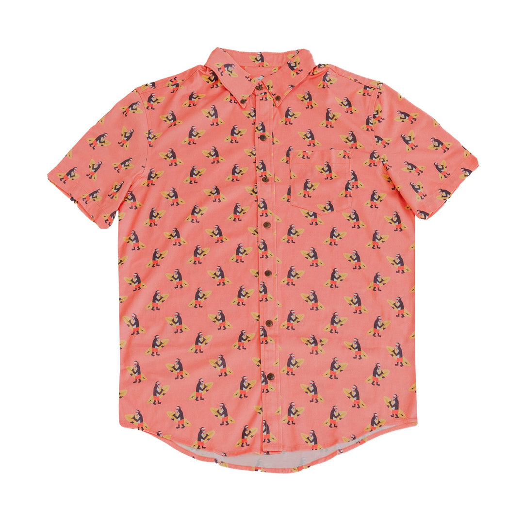 Cotton Stretch Short Sleeve Button-Down Shirt - Surfing Monkeys