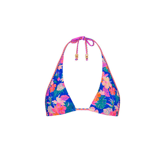 Bind Tie Halter Top - Electric Palms