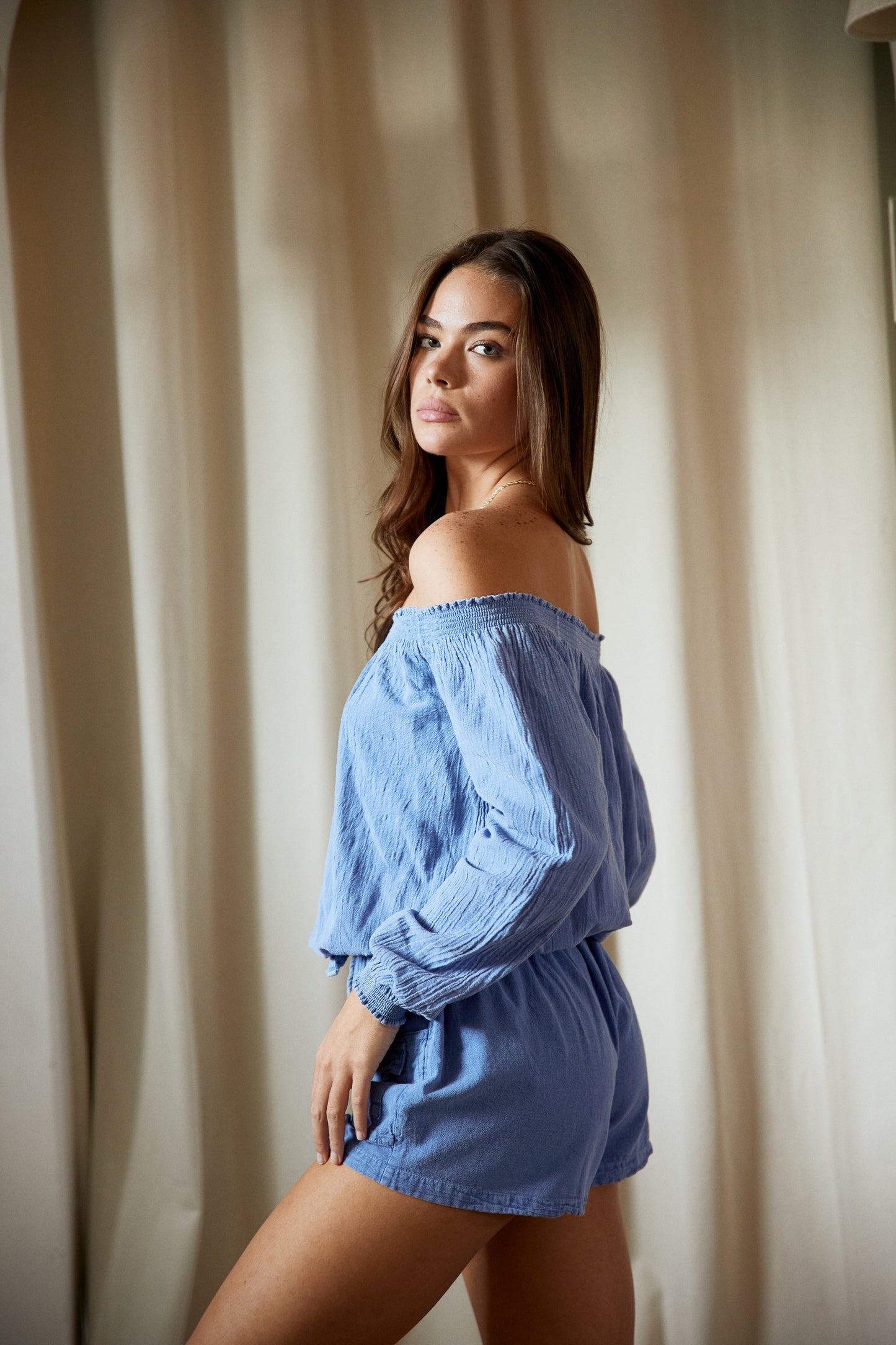 Classic Coconut Button Shorts - Denim