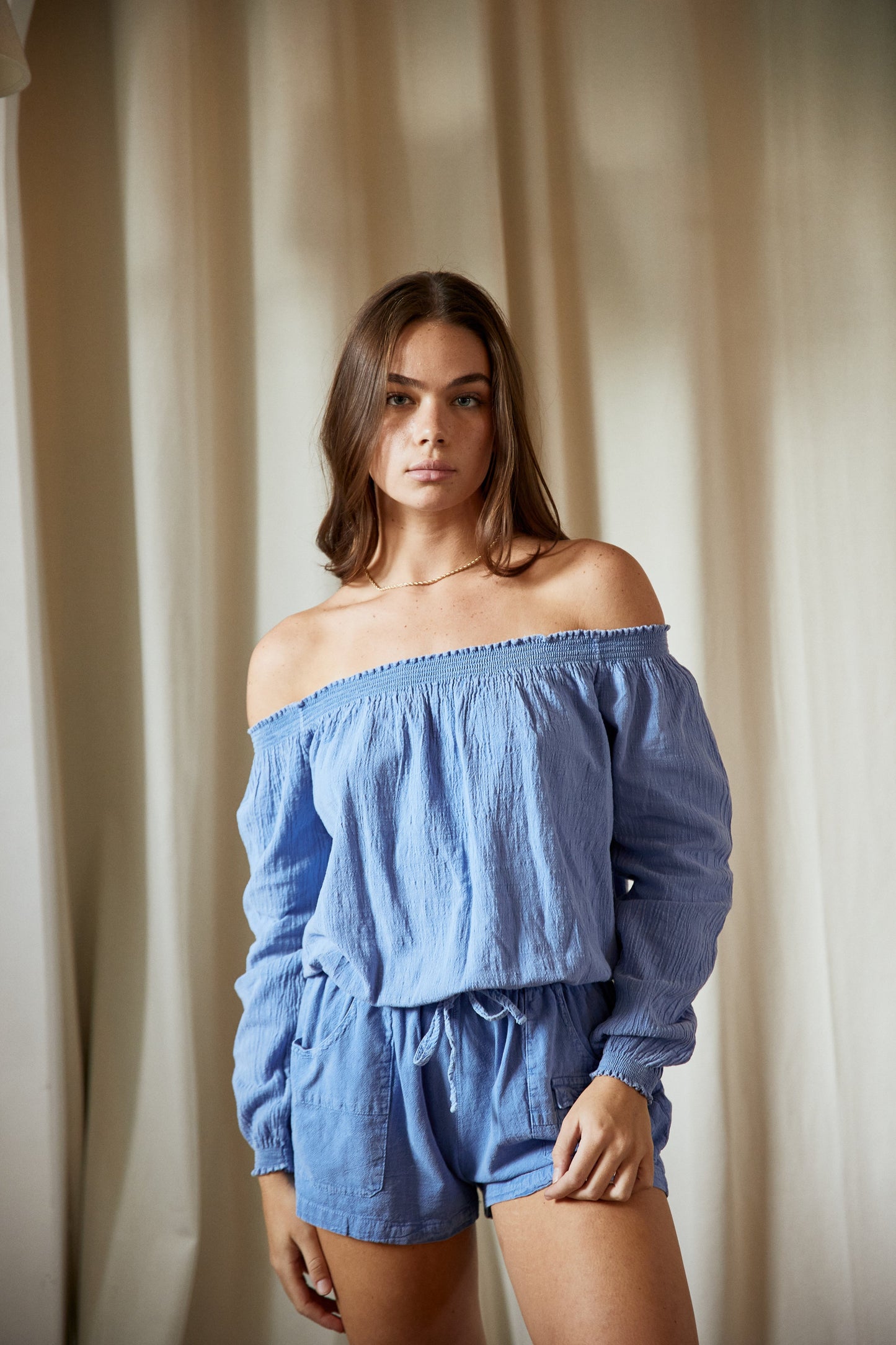 Classic Coconut Button Shorts - Denim