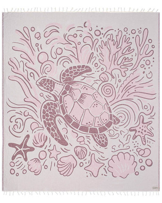 Xl Turkish Towel - Coral Turtle