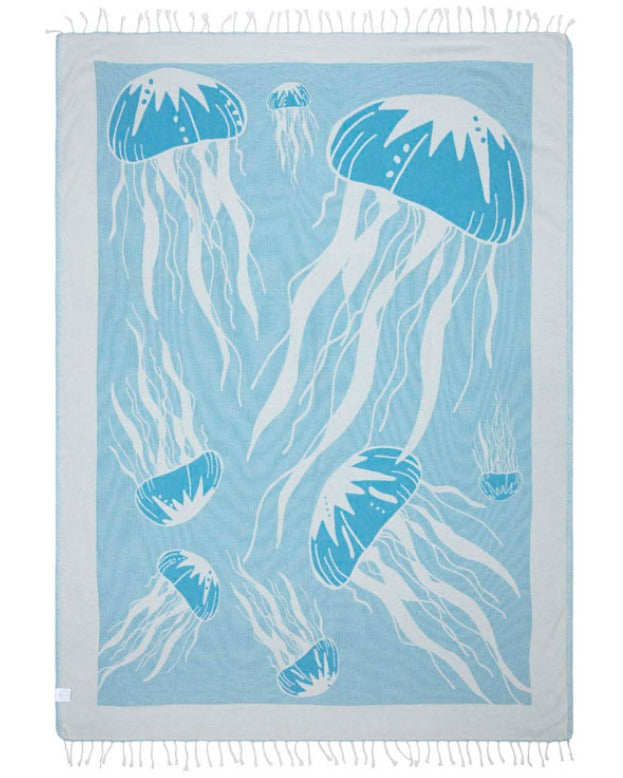 Large Turkish Towel - Jellyfish (Natural)