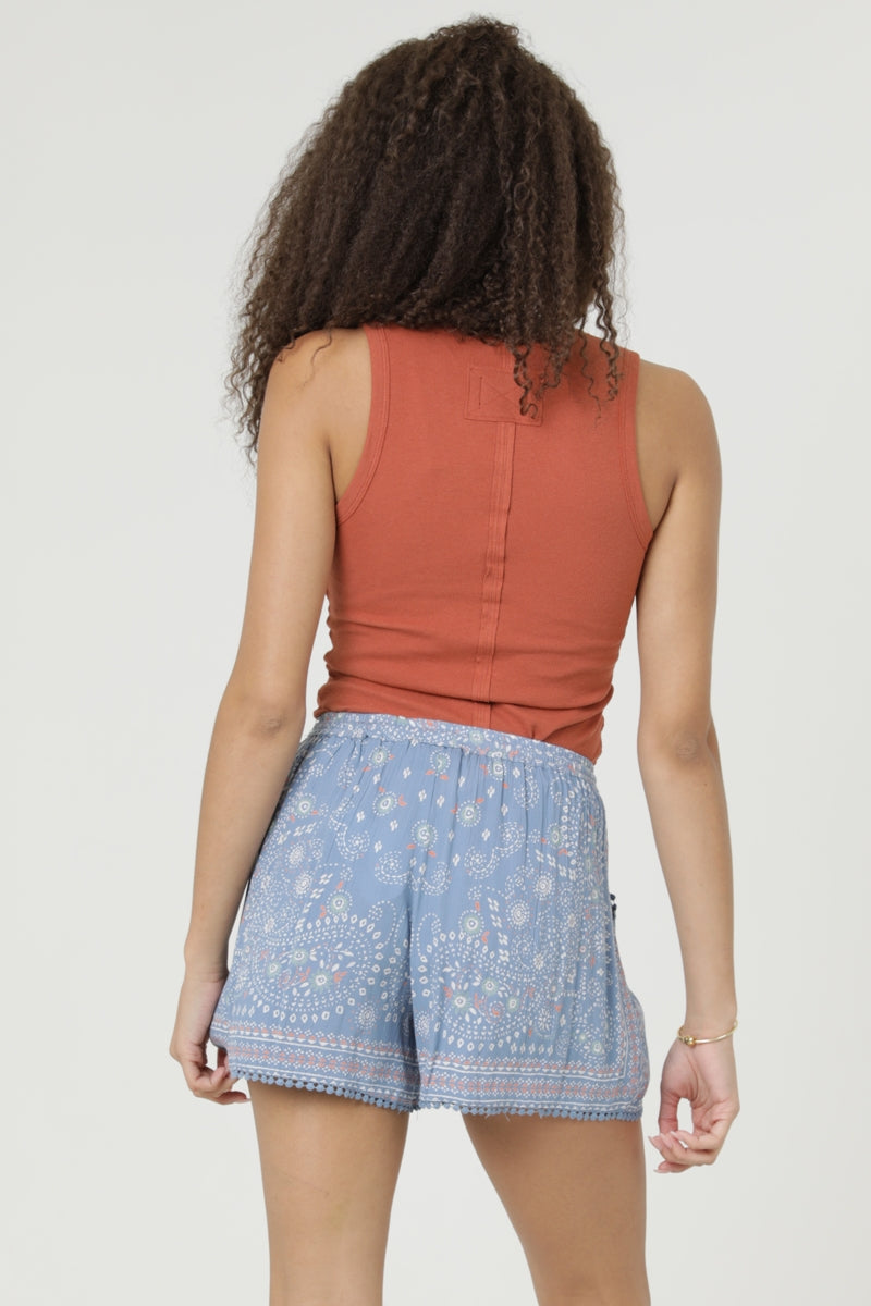 Shorts with Tassel Drawstring - Blue Heaven