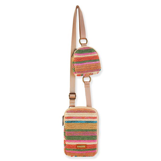 Crossbody Bag with Attached Small Pouch - Pink