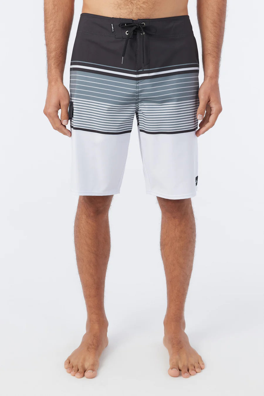 Lennox Stripe 21" Board Shorts - White