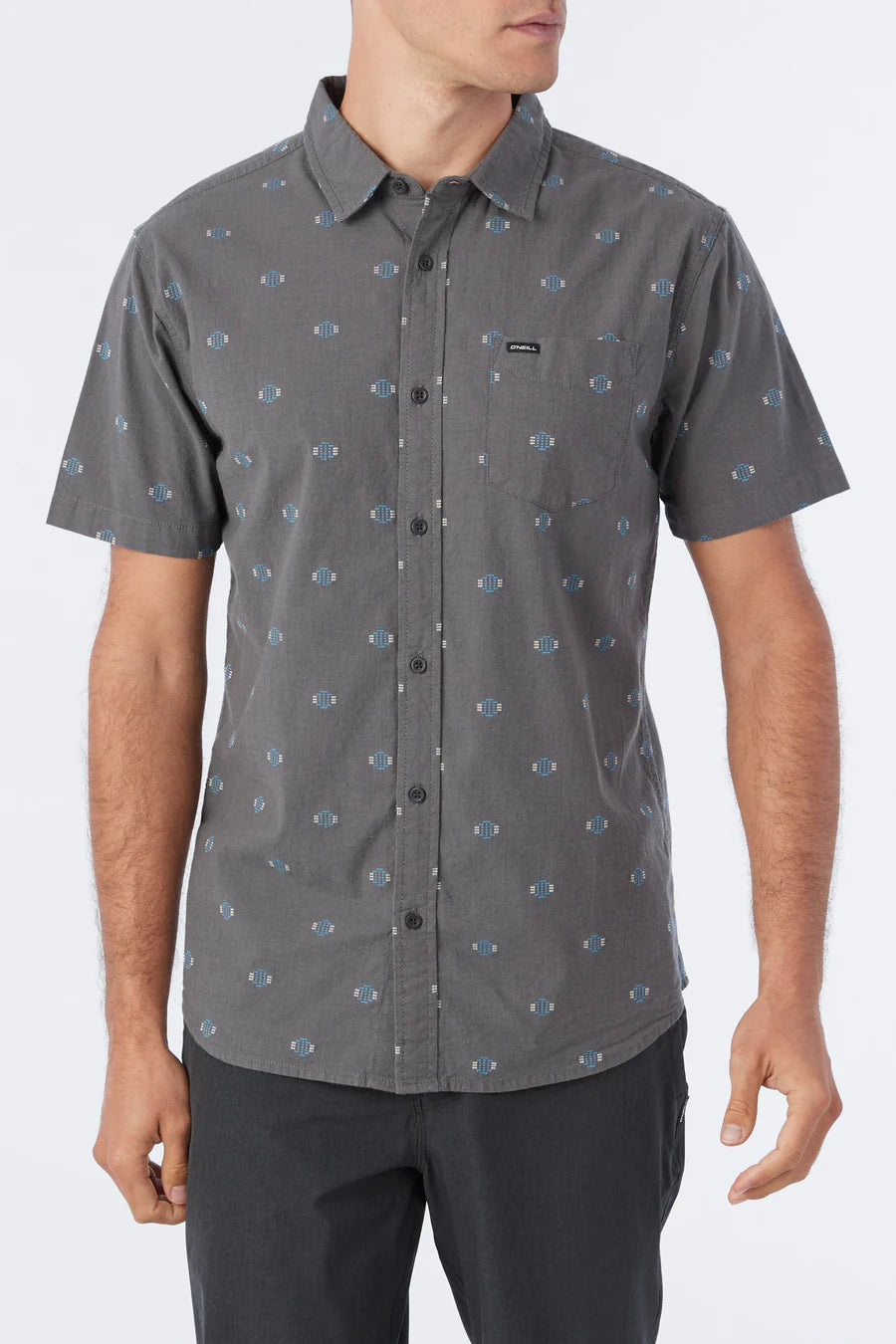 Quiver Stretch Dobby Standard Short Sleeve Button-Down Shirt - Graphite