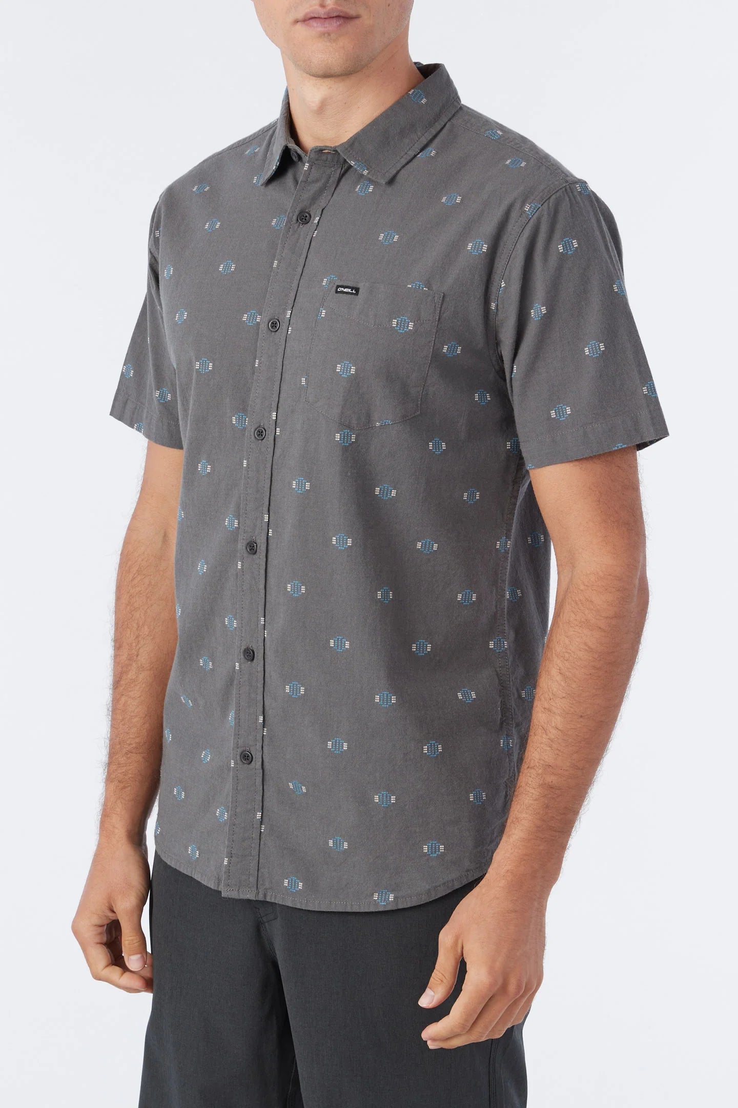 Quiver Stretch Dobby Standard Short Sleeve Button-Down Shirt - Graphite