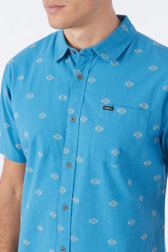 Quiver Stretch Dobby Standard Short Sleeve Button-Down Shirt - MDT Blue