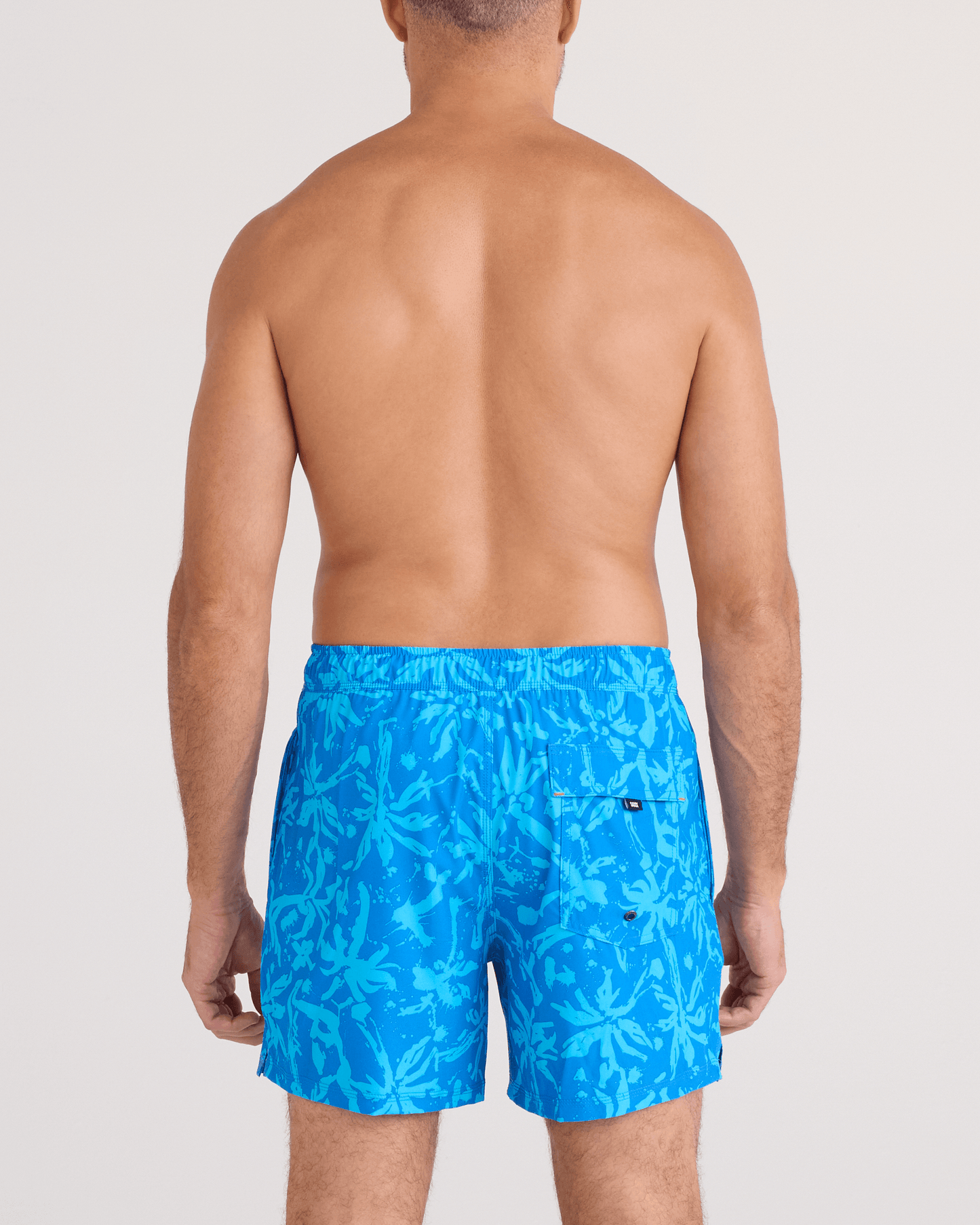 Oh Buoy 5" Swim Shorts with Compression Liner - Splash Palms (Bold Blue)