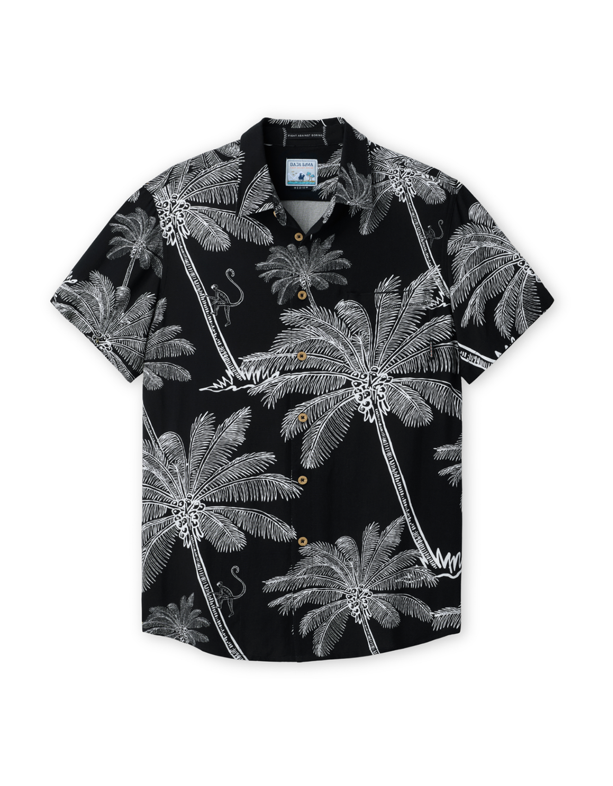Night Hawk Short Sleeve Button-Down Shirt - The Canopies Are Alive (Black)