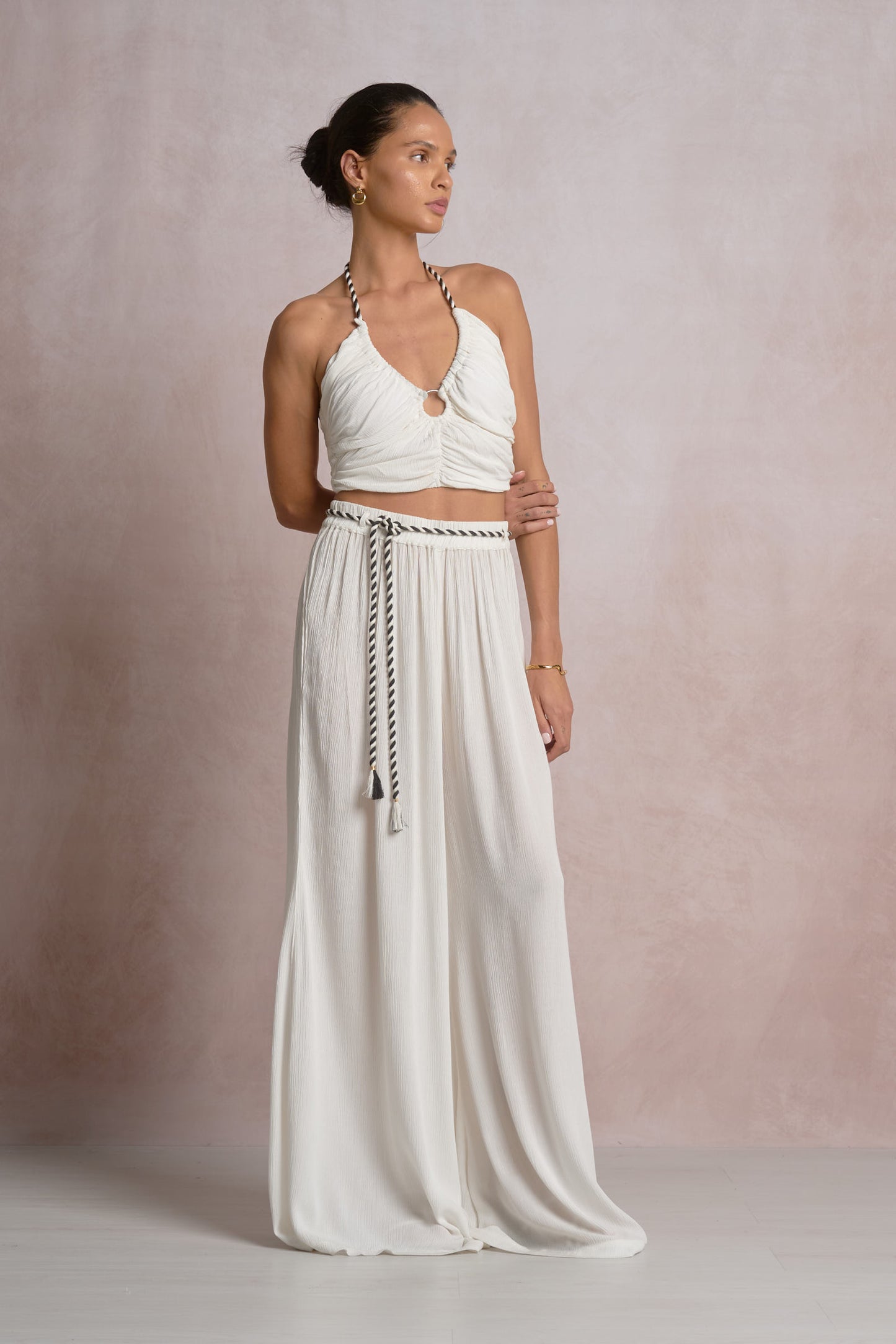 Braided Rope Ring Tank Top - White