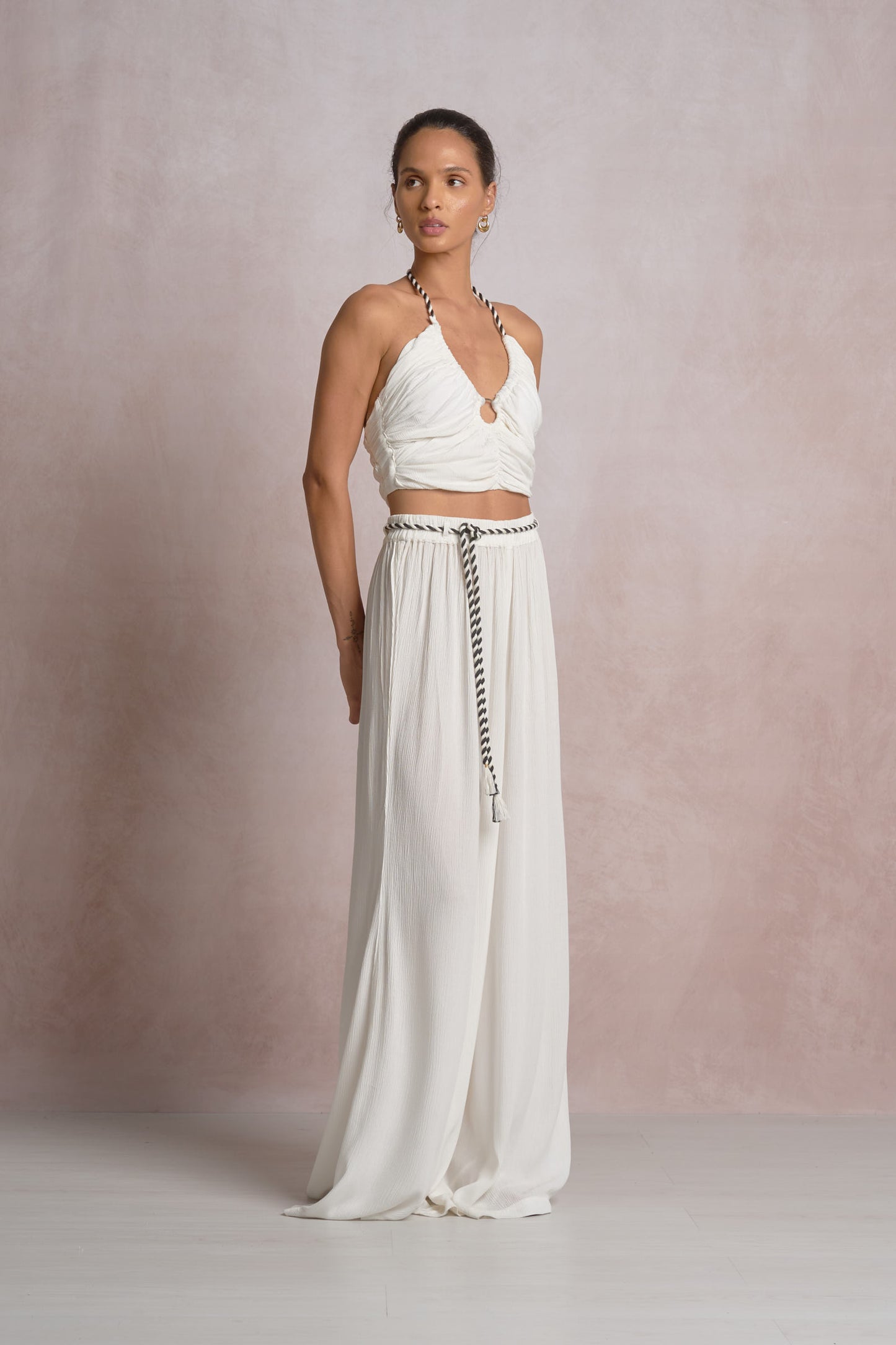 Braided Rope Ring Tank Top - White