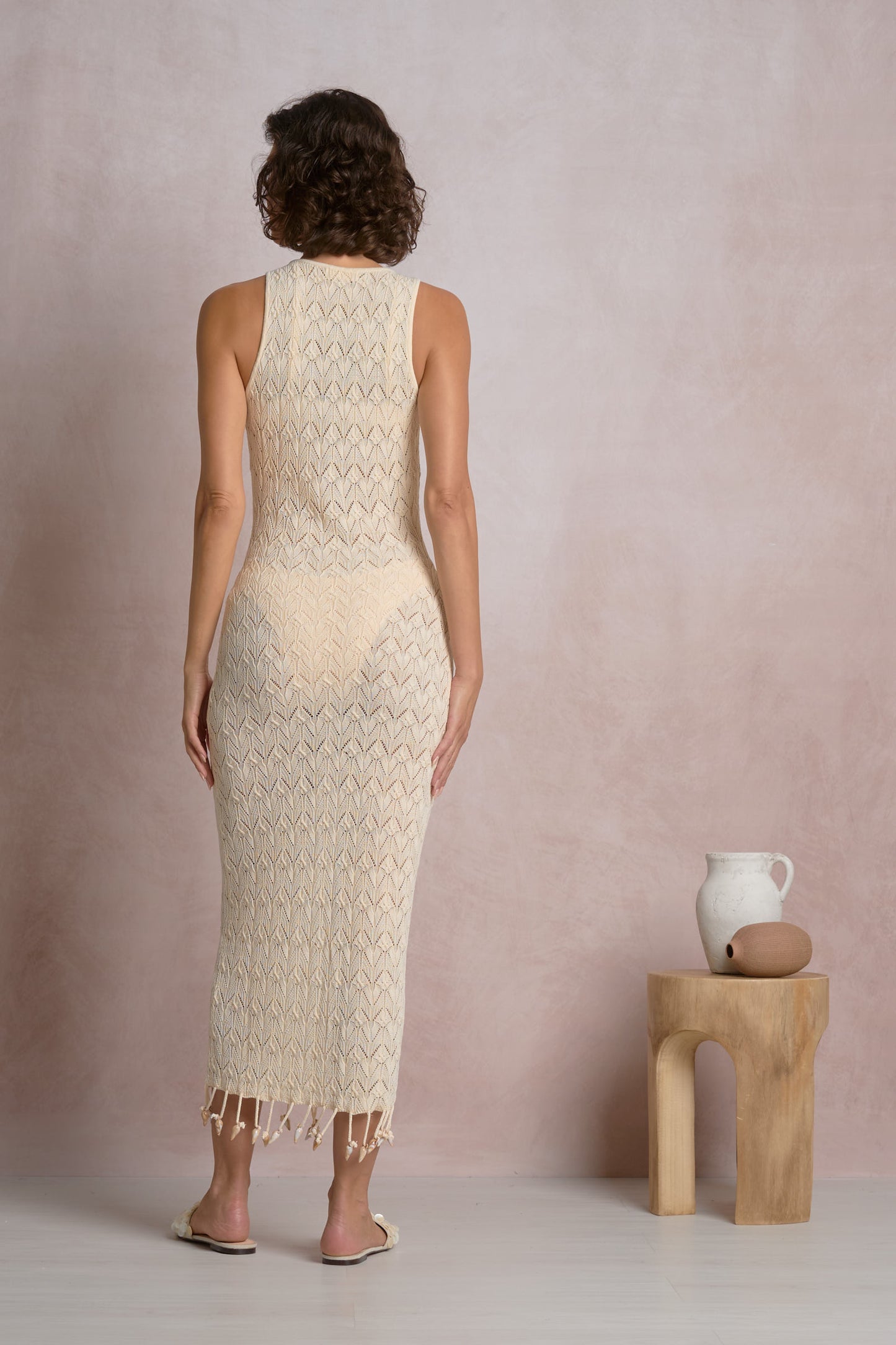 Tank Strap Crochet Maxi Dress - Natural