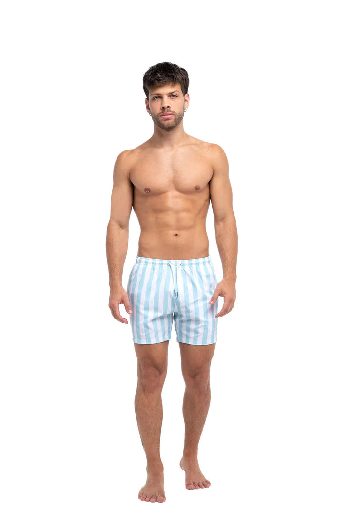 Classic Swim Shorts - Light Blue Stripes