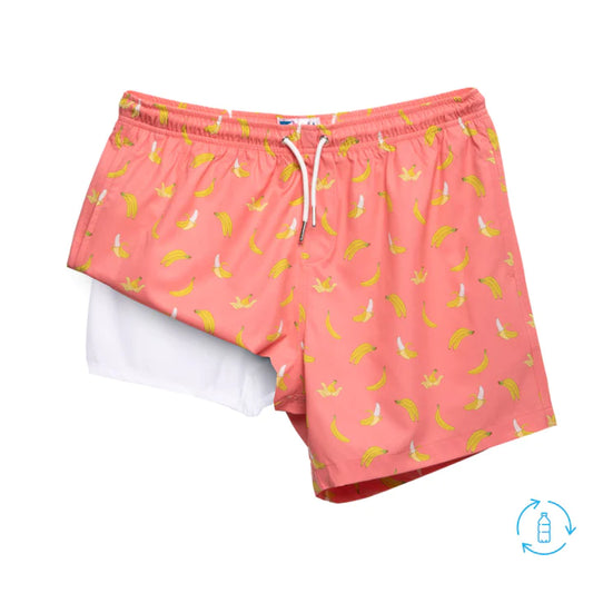 Bermies Swim Shorts - Classic with Compression Liner - Pink Banana