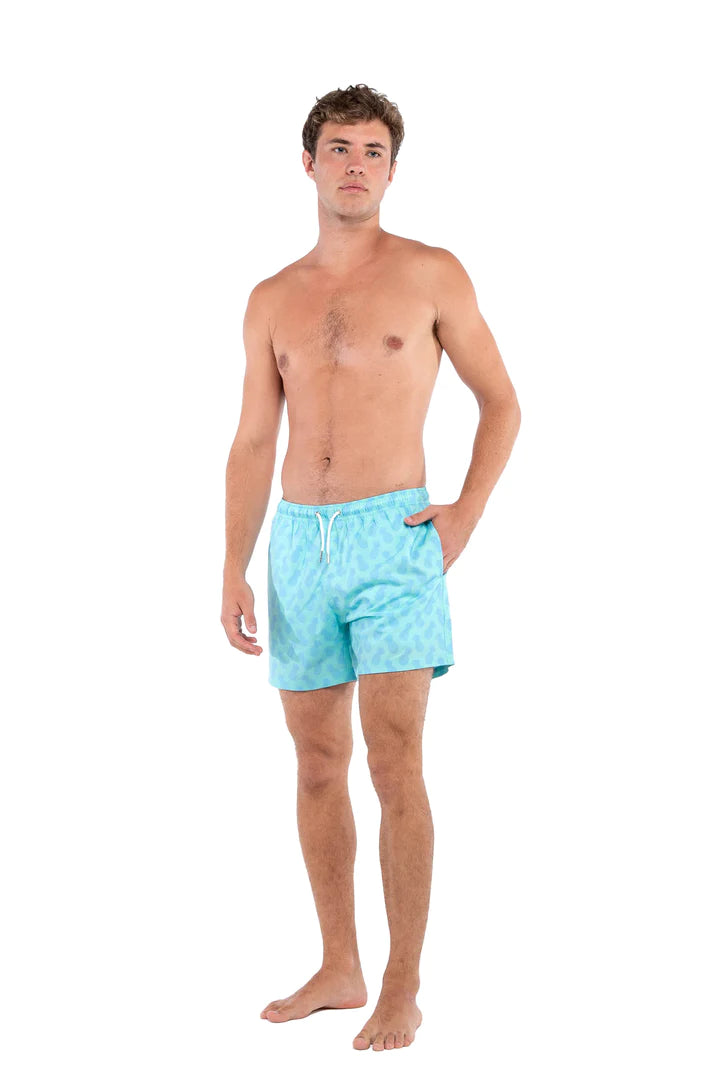 Classic Swim Shorts with Compression Liner - Pineapple Aqua