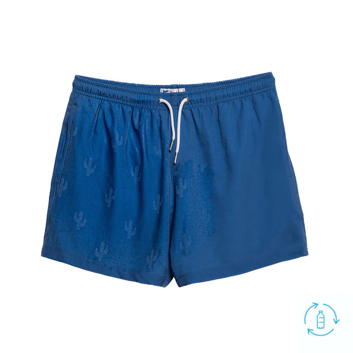 Classic Switch Swim Shorts - Water-Activated Pattern - Navy to Cactus
