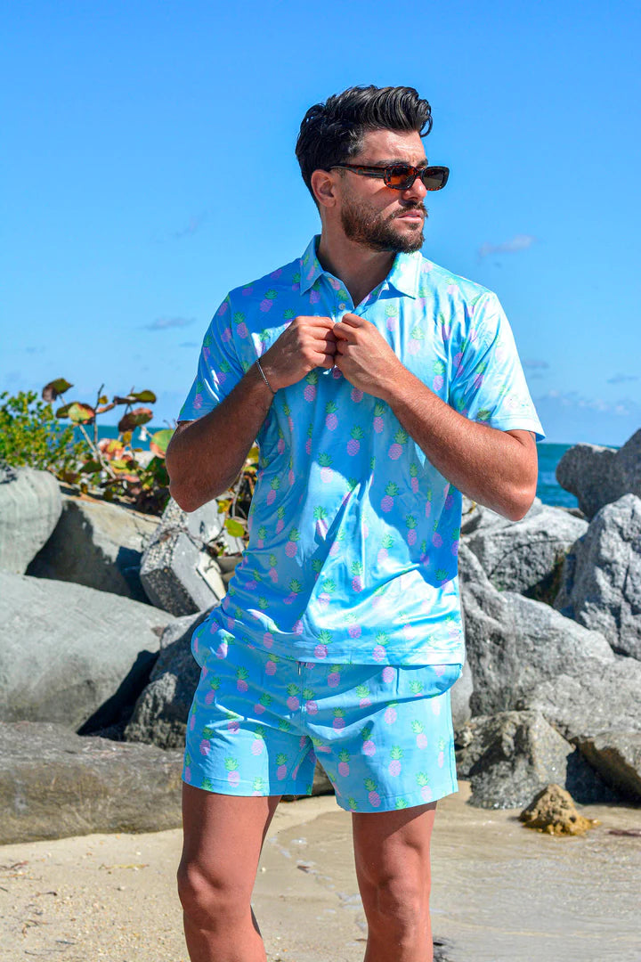 Performance Short Sleeve Polo Shirt Pineapple Funky NautiGirl