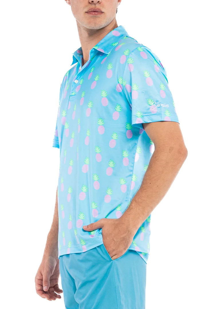 Performance Short Sleeve Polo Shirt - Pineapple Funky
