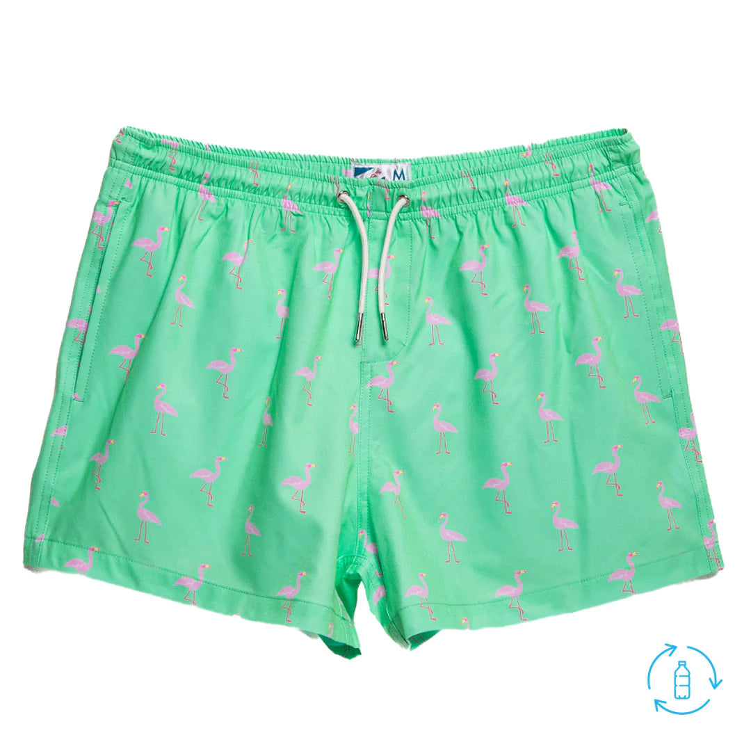 Original Swim Shorts - Green Flamingo
