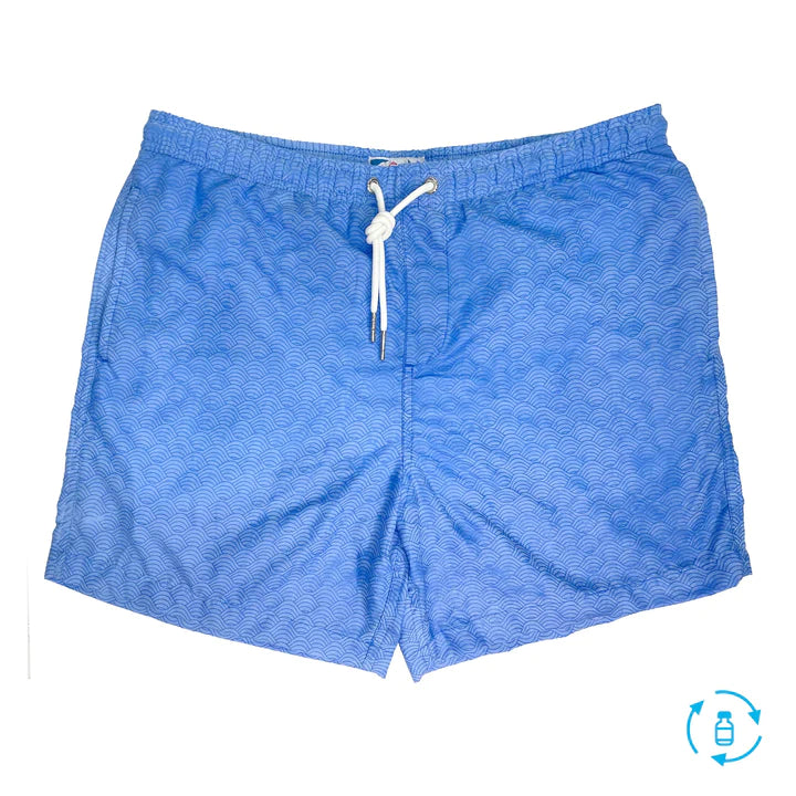 Classic Switch Swim Shorts - Water-Activated Pattern - Blue to Waves