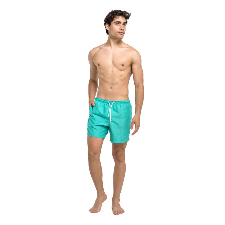 Classic Switch Swim Shorts - Water-Activated Pattern - Green to Pineapples