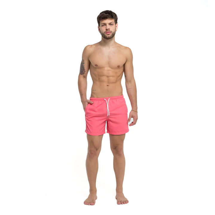 Classic Switch Swim Shorts - Water-Activated Pattern - Pink to Flamingos