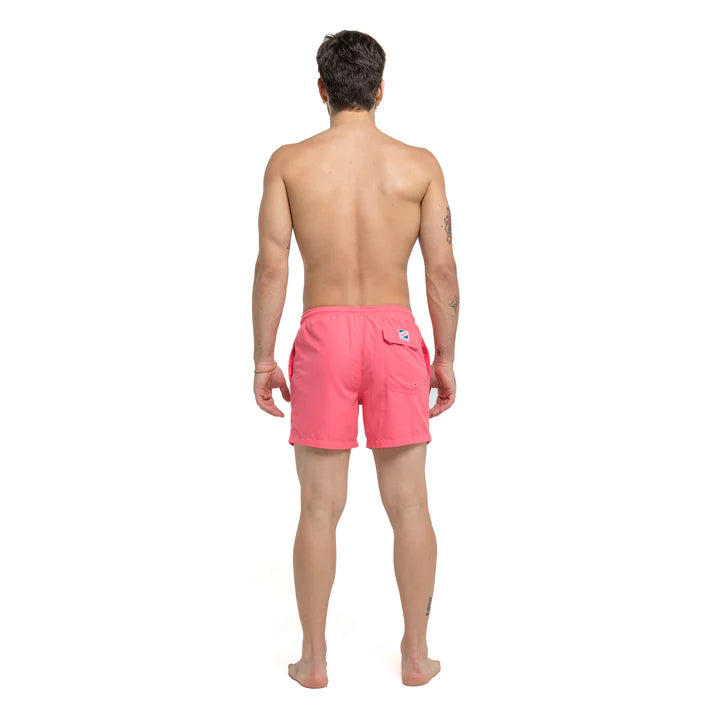 Classic Switch Swim Shorts - Water-Activated Pattern - Pink to Flamingos