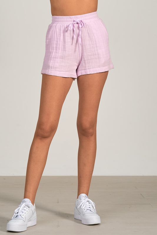 Shorts with Elastic Waistband - Lilac